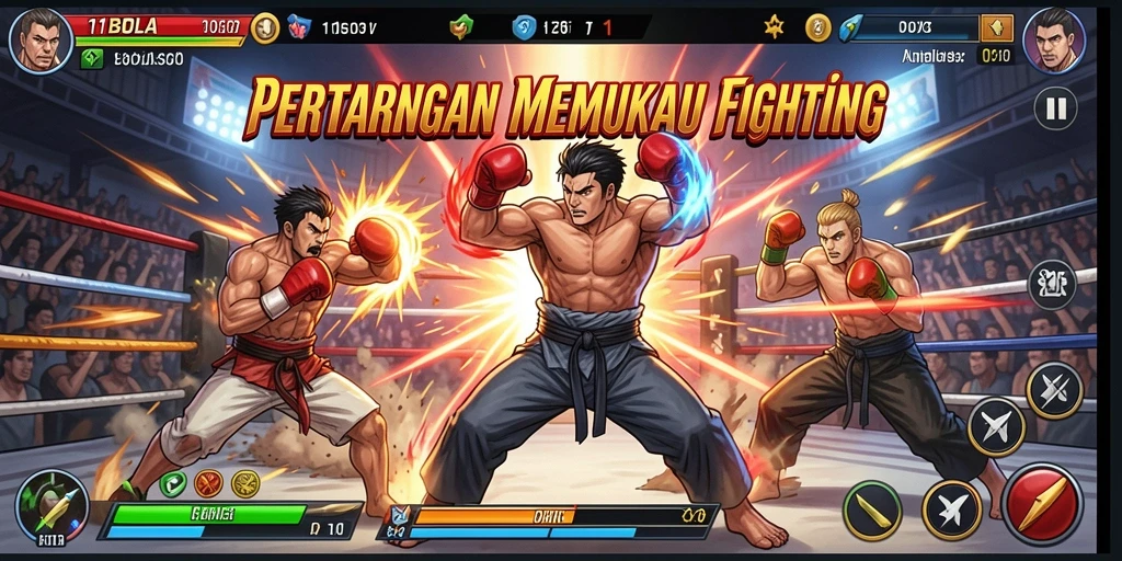 Gameplay 11BOLA menampilkan pertarungan seru dengan grafis menawan.
