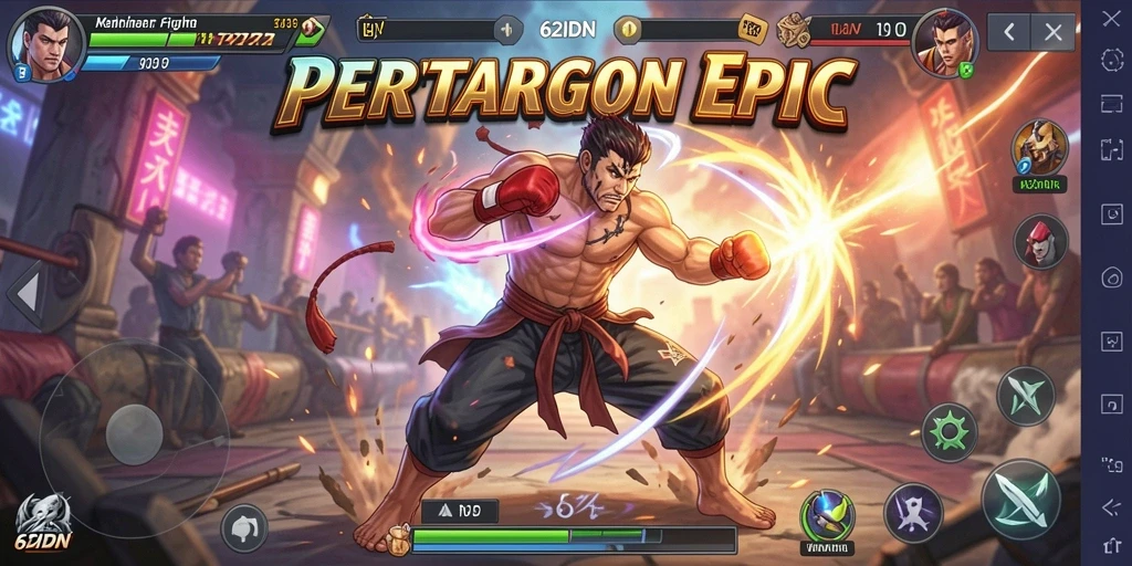 Screenshot gameplay 62IDN menampilkan aksi pertarungan yang mendebarkan.