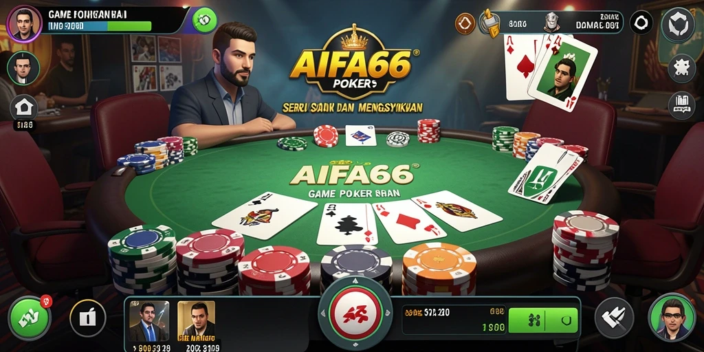 Tampilan aksi seru dari gameplay AIFA66 yang menggambarkan permainan poker.