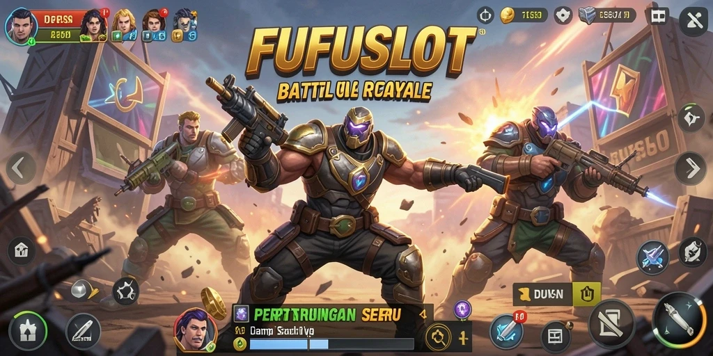 Gameplay FUFUSLOT yang menegangkan dan seru dalam pertarungan Battle Royale.