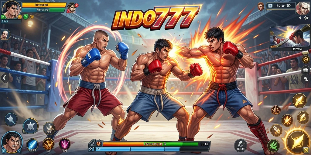 Screenshot gameplay INDO777 yang menampilkan pertempuran epik.