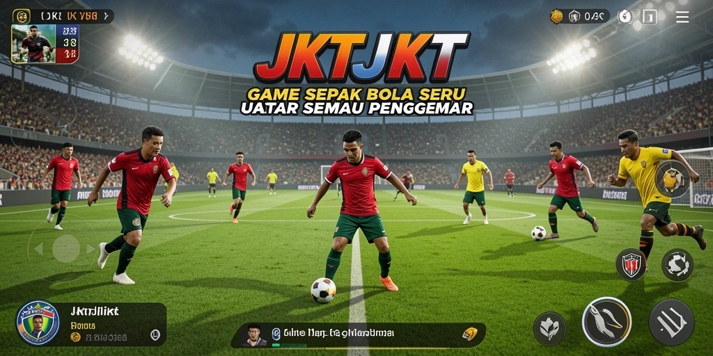 Gambaran gameplay seru di JKTJKT, pengalaman sepak bola yang mendebarkan.