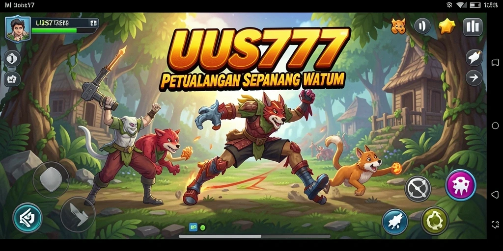 Screenshot UUS777 menampilkan pemain menjelajahi hutan lebat yang misterius.